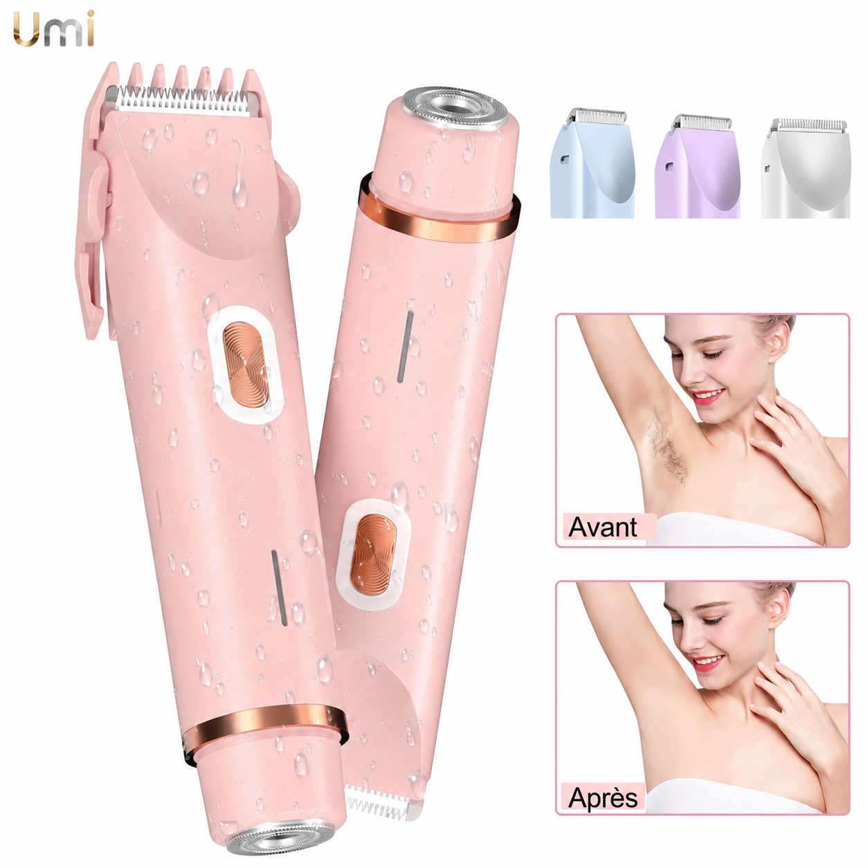 Tondeuse Électrique Femme - Jambes, Aisselles, Maillot - Tête Amovible Lunacomfort