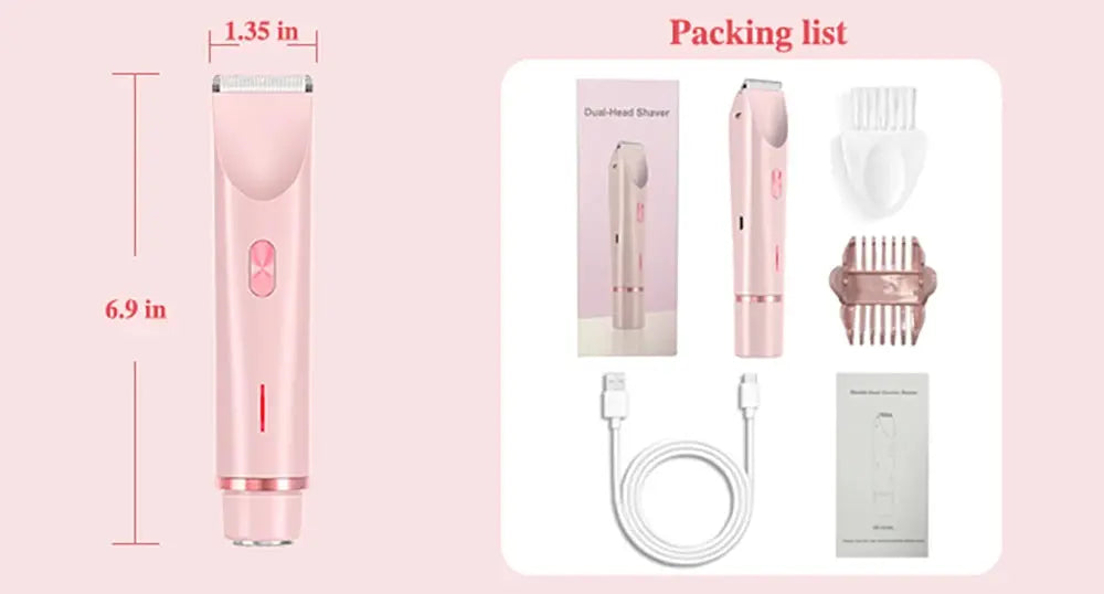 Tondeuse Électrique Femme - Jambes, Aisselles, Maillot - Tête Amovible Lunacomfort